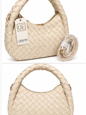 Urban Expressions Cream Braided Shoulder Hobo